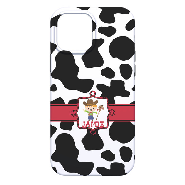 Cowprint w/Cowboy iPhone 13 Pro Max Tough Case - Back