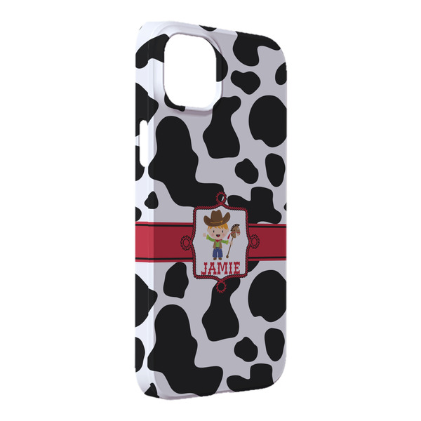 Custom Cowprint w/Cowboy iPhone Case - Plastic - iPhone 14 Plus (Personalized)