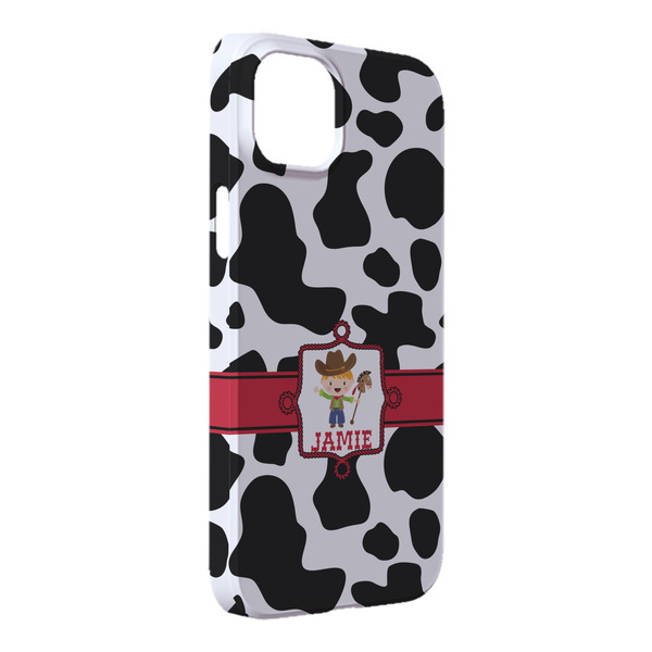 Custom Cowprint w/Cowboy iPhone Case - Plastic - iPhone 14 Pro Max (Personalized)