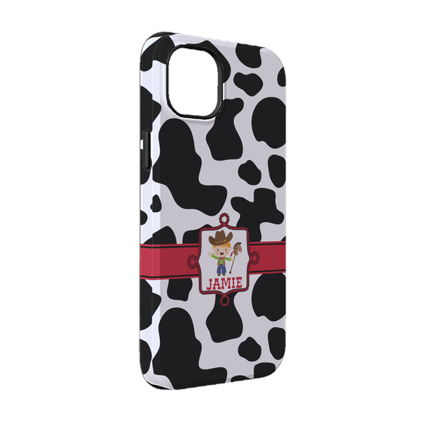 Custom Cowprint w/Cowboy iPhone Case - Rubber Lined - iPhone 14 Pro (Personalized)