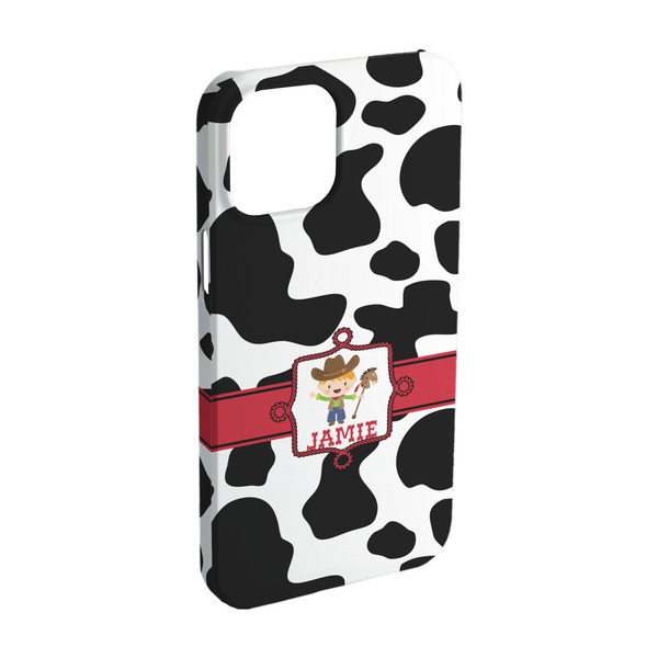 Custom Cowprint w/Cowboy iPhone Case - Plastic - iPhone 15 (Personalized)