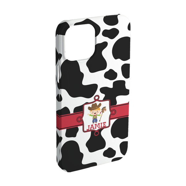 Custom Cowprint w/Cowboy iPhone Case - Plastic - iPhone 15 Pro (Personalized)