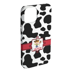 Cowprint w/Cowboy iPhone Case - Plastic - iPhone 15 Pro Max (Personalized)