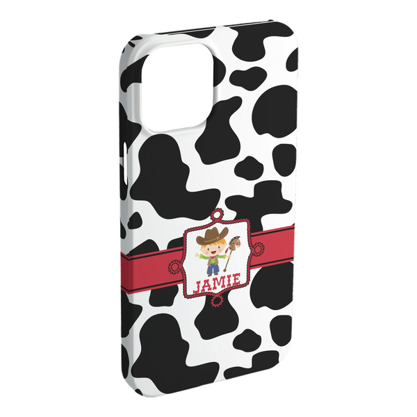 Custom Cowprint w/Cowboy iPhone Case - Plastic (Personalized)