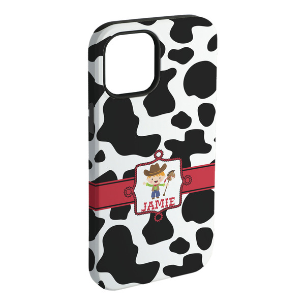 Custom Cowprint w/Cowboy iPhone Case - Rubber Lined (Personalized)