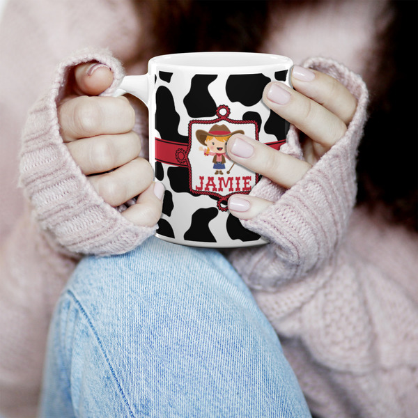 Cowprint Cowgirl 11oz Coffee Mug - LIFESTYLE