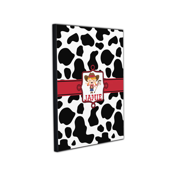 Cowprint Cowgirl 11x14 Wood Print - Angle View