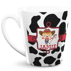 Cowprint Cowgirl 12 Oz Latte Mug (Personalized)