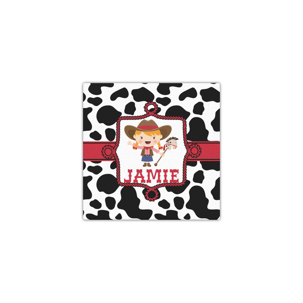 Cowprint Cowgirl 12x12 - Canvas Print - Front View