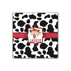 Cowprint Cowgirl Wood Print - 12x12 (Personalized)