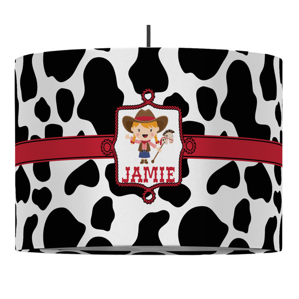 Cowprint Cowgirl 16" Drum Lampshade - PENDANT (Fabric)