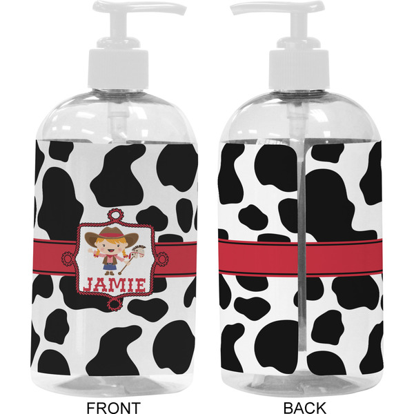 Cowprint Cowgirl 16 oz Plastic Liquid Dispenser- Approval- White