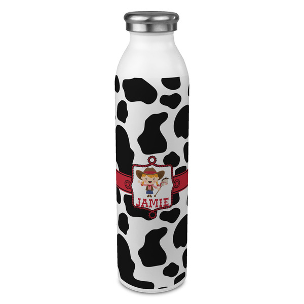 Custom Cowprint Cowgirl 20oz Stainless Steel Water Bottle - Full Print (Personalized)