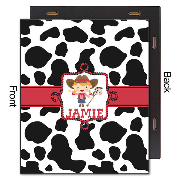 Cowprint Cowgirl 20x24 Wood Print - Front & Back View