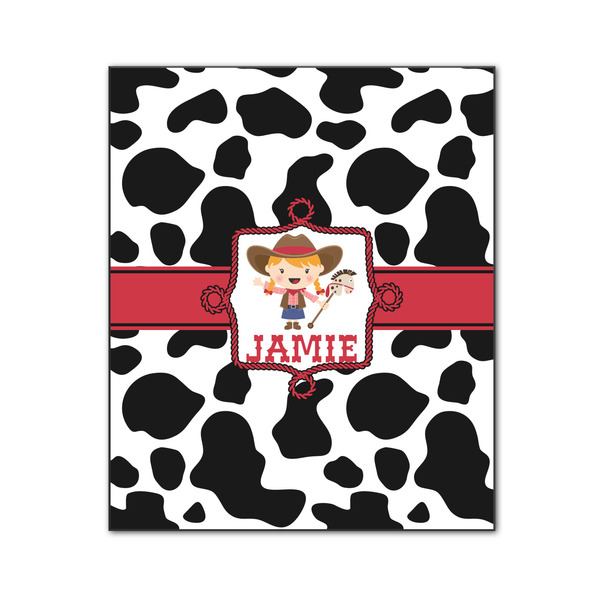 Cowprint Cowgirl 20x24 Wood Print - Front View