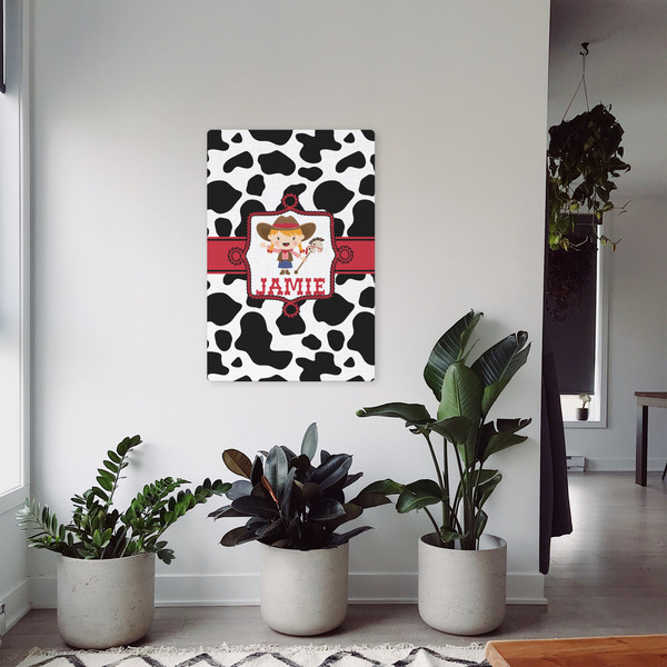 Cowprint Cowgirl 20x30 - Canvas Print - In Context