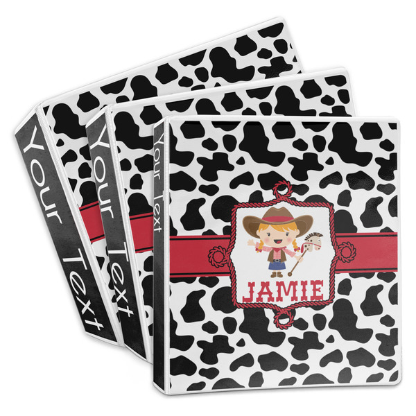 Custom Cowprint Cowgirl 3-Ring Binder (Personalized)