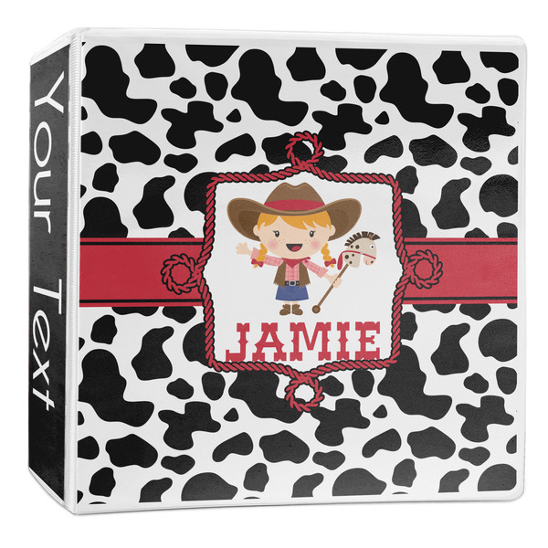 Custom Cowprint Cowgirl 3-Ring Binder - 2 inch (Personalized)