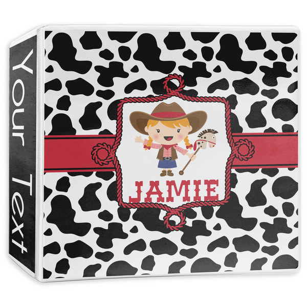 Custom Cowprint Cowgirl 3-Ring Binder - 3 inch (Personalized)