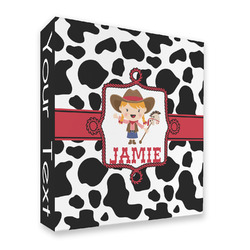 Cowprint Cowgirl 3 Ring Binder - Full Wrap - 2" (Personalized)