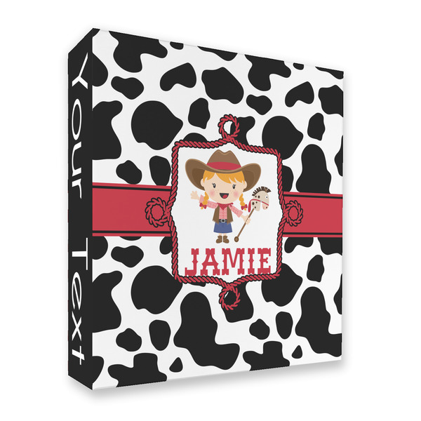 Custom Cowprint Cowgirl 3 Ring Binder - Full Wrap - 2" (Personalized)