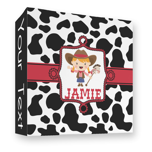 Custom Cowprint Cowgirl 3 Ring Binder - Full Wrap - 3" (Personalized)