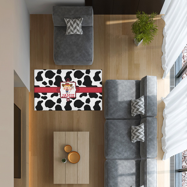 Cowprint Cowgirl 3'x5' Indoor Area Rugs - IN CONTEXT