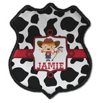 Cowprint Cowgirl Iron On Shield Patch C w/ Name or Text