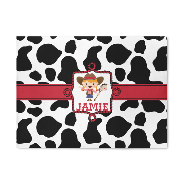 Custom Cowprint Cowgirl 5' x 7' Patio Rug (Personalized)