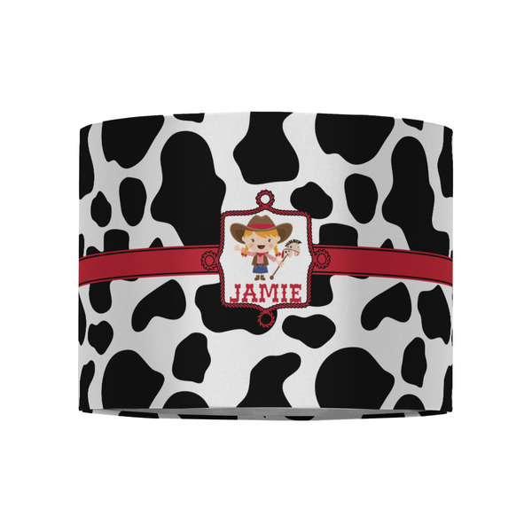 Cowprint Cowgirl 8" Drum Lampshade - FRONT (Fabric)