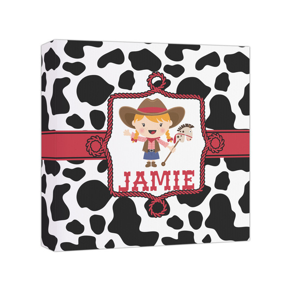 Custom Cowprint Cowgirl Canvas Print - 8x8 (Personalized)