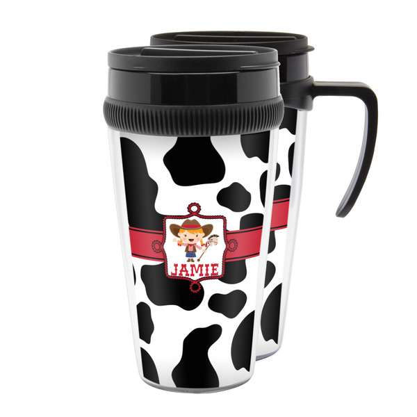 Custom Cowprint Cowgirl Acrylic Travel Mug (Personalized)