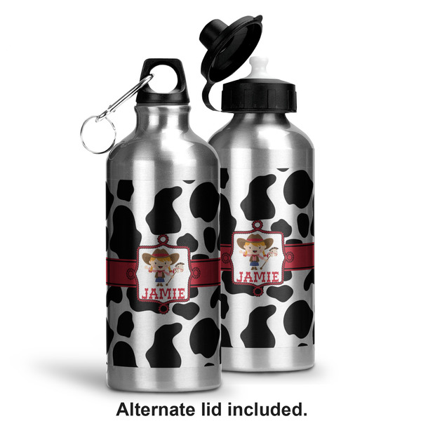 Cowprint Cowgirl Aluminum Water Bottle - Alternate lid options