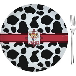 Cowprint Cowgirl 8" Glass Appetizer / Dessert Plates - Single or Set (Personalized)