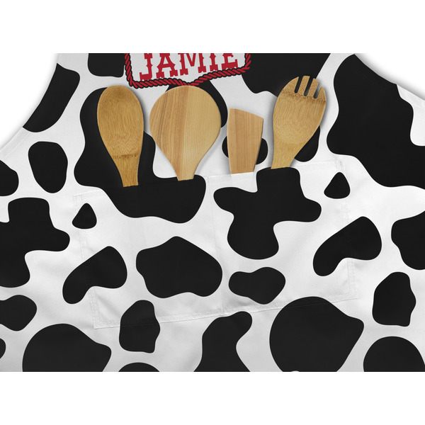 Cowprint Cowgirl Apron - Pocket Detail with Props