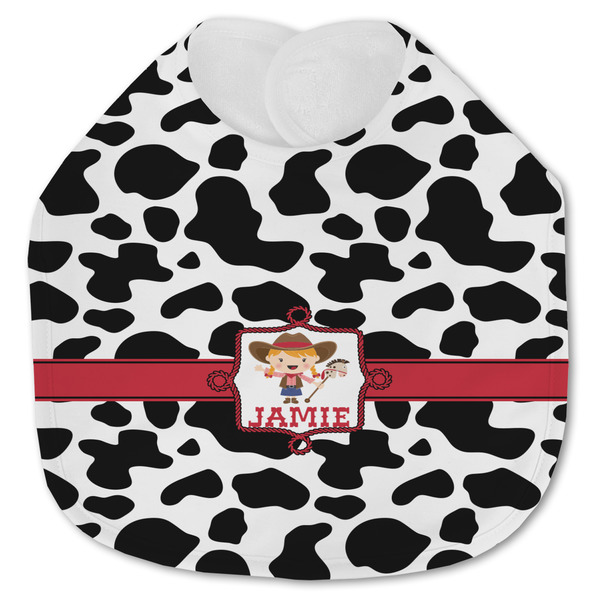 Custom Cowprint Cowgirl Jersey Knit Baby Bib w/ Name or Text