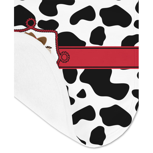 Cowprint Cowgirl Baby Bib - AFT detail