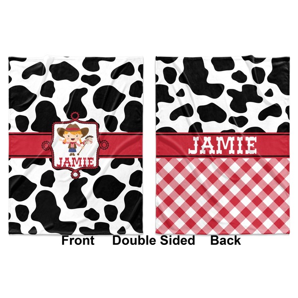 Cowprint Cowgirl Baby Blanket (Double Sided - Printed Front and Back)
