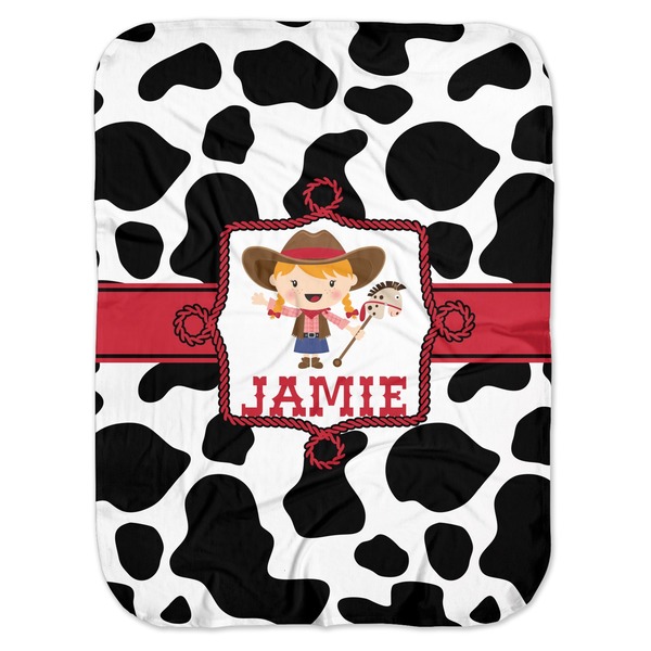 Custom Cowprint Cowgirl Baby Swaddling Blanket (Personalized)