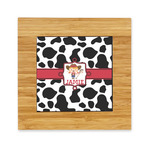 Cowprint Cowgirl Bamboo Trivet with Ceramic Tile Insert (Personalized)