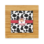 Cowprint Cowgirl Bamboo Trivet with Ceramic Tile Insert (Personalized)