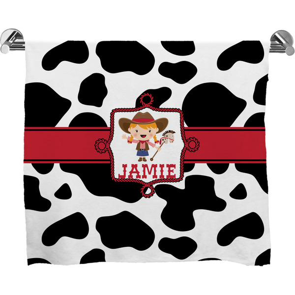 Custom Cowprint Cowgirl Bath Towel (Personalized)