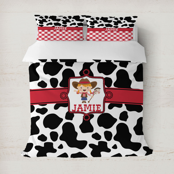 Custom Cowprint Cowgirl Duvet Cover Set - Full / Queen (Personalized)