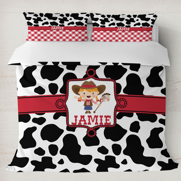Custom Cowprint Cowgirl Duvet Cover Set - King (Personalized)