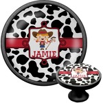 Cowprint Cowgirl Cabinet Knob (Black) (Personalized)