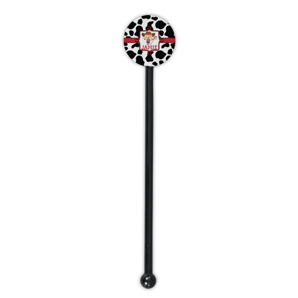 Cowprint Cowgirl Black Plastic 5.5" Stir Stick - Round - Single Stick
