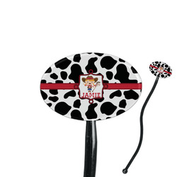Cowprint Cowgirl 7" Oval Plastic Stir Sticks - Black - Double Sided (Personalized)