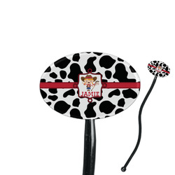 Cowprint Cowgirl 7" Oval Plastic Stir Sticks - Black - Single Sided (Personalized)