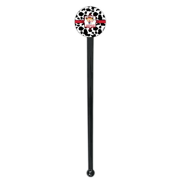 Cowprint Cowgirl Black Plastic 7" Stir Stick - Round - Single Stick