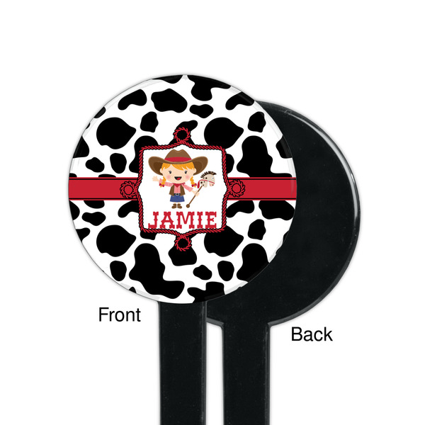 Cowprint Cowgirl Black Plastic 7" Stir Stick - Single Sided - Round - Front & Back